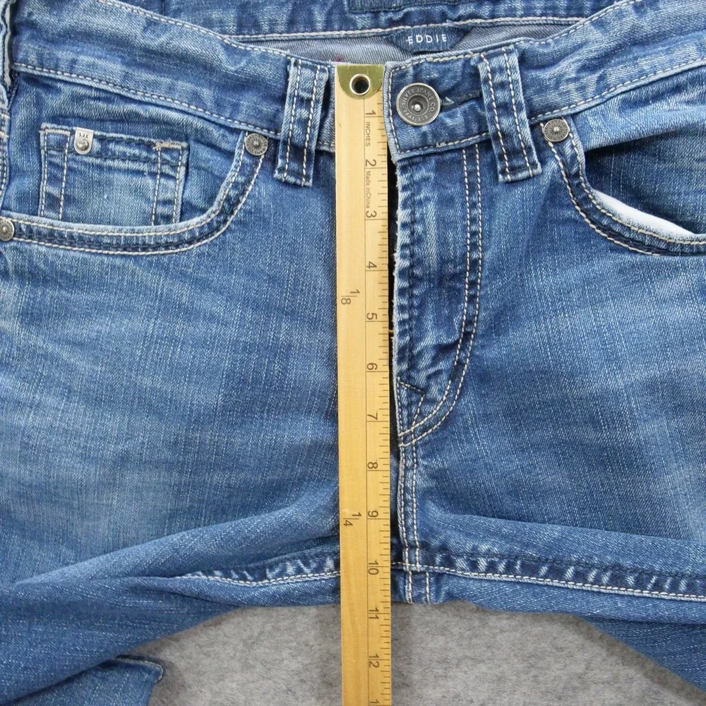 Silver Jeans Mens 32 Blue Eddie Straight Leg Mid Rise Zip Fly Denim